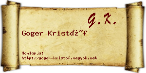 Goger Kristóf névjegykártya