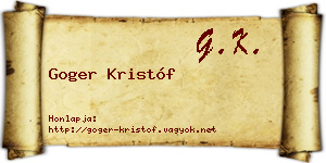 Goger Kristóf névjegykártya